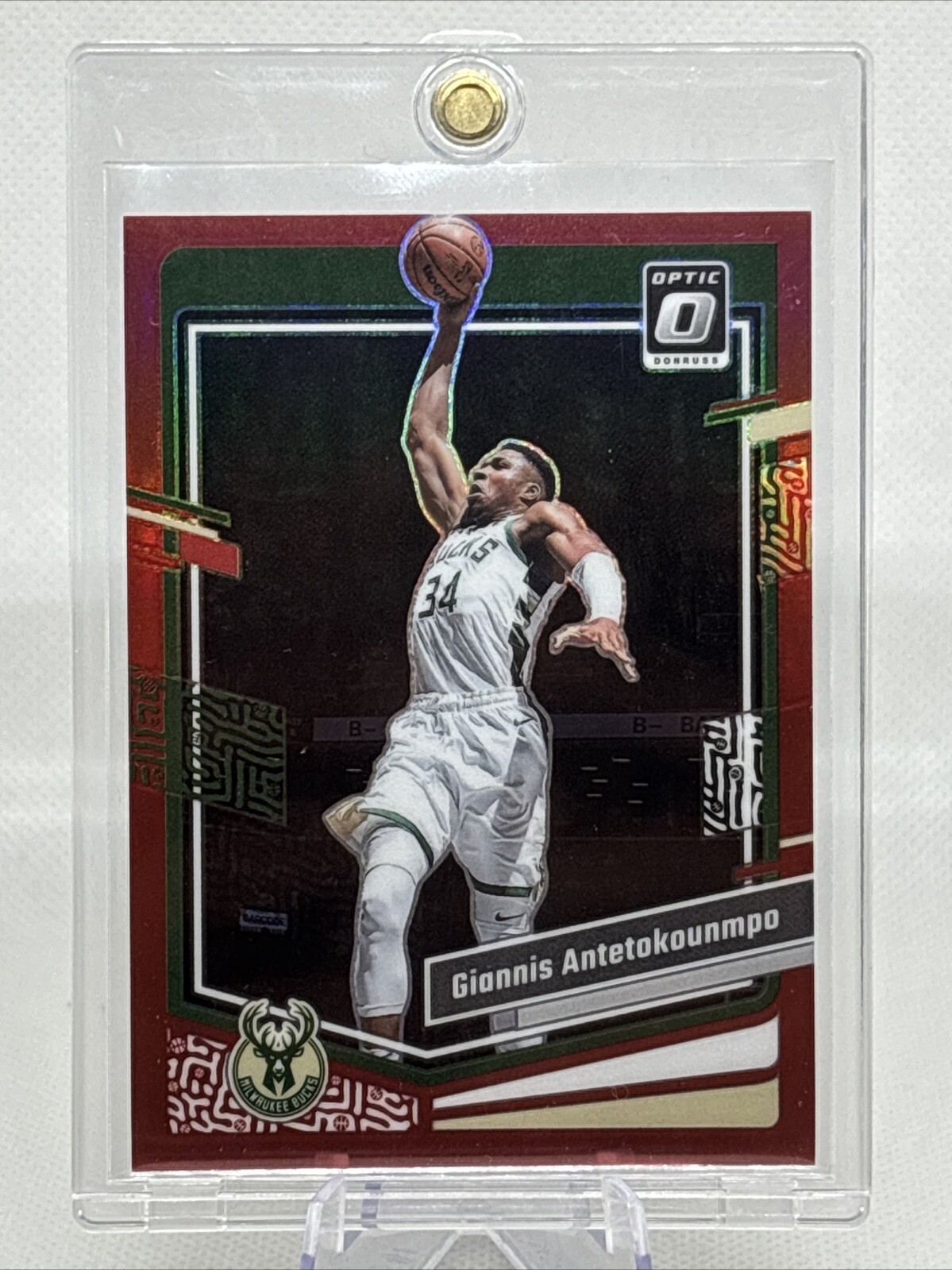 2023-24 Donruss Optic #53 Giannis Antetokounmpo /99 Red Prizm Bucks NM+