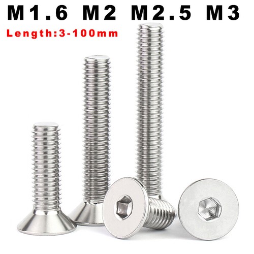 M1,6 M2 M2,5 M3 Senkkopfschrauben Edelstahl A2 V2A Senkkopf Innensechskant - Bild 1 von 11
