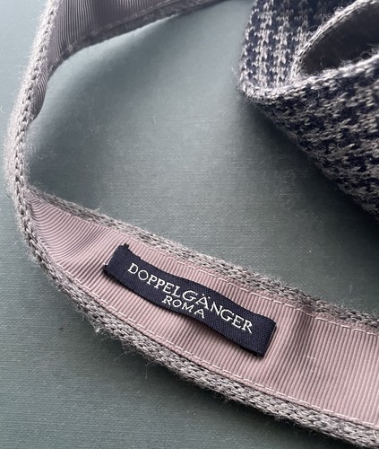 Men’s Doppelgänger Tie, Wool Blend, Grey Blue Geometric Pattern, Slim - Picture 5 of 6