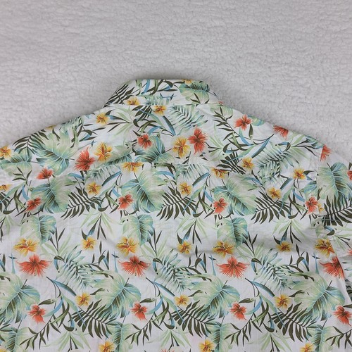 UNTUCkit Dress Shirt Mens Large Blue Green Floral Hawaiian Button Up - Picture 7 of 9