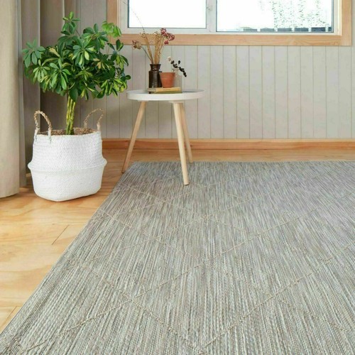 Beige Trellis Runner Geometric Woven Indoor Outdoor Durable Living Area Rug Mat - Zdjęcie 4 z 18