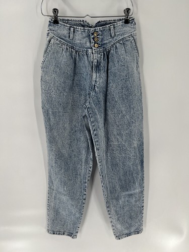 Chic Vintage Jeans Womens 10 Blue Acid Wash High Rise Straight Leg Pockets - Picture 1 of 15