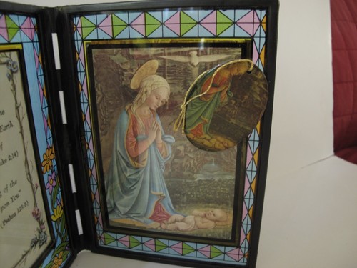Cornice religiosa doppio vetro colorato, immagine a colori e preghiera - Foto 3 di 5