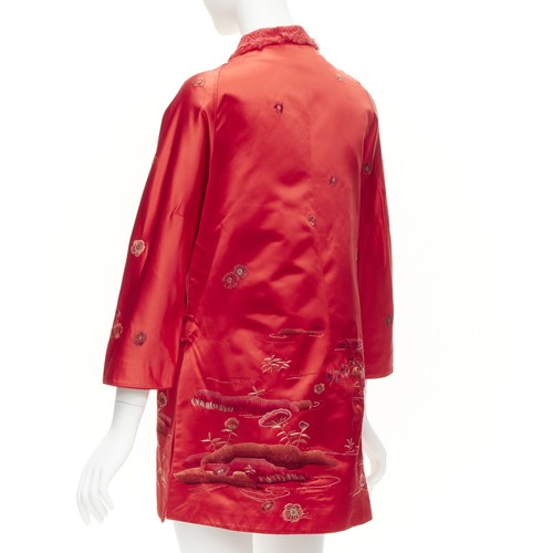 SHIATZY CHEN red silk lace collar floral cloud embroidery qipao top IT44 L - Picture 6 of 10