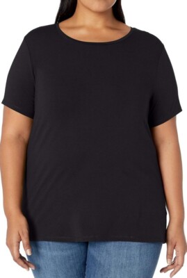 New Amazon ESSENTIALS WOMEN'S SHORT-SLEEVED CREW NECK T-SHIRT, BLACK, XXL PLUS.
