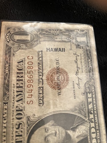 1935 A One Dollar Hawaii WWII Emergency Issue Brown Seal Silver Certificate - Picture 5 of 6