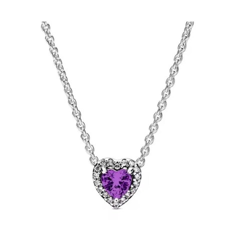 Collar de plata maciza clásico en forma de corazón copo de nieve cristal circón para mujer ex - Imagen 2 de 55