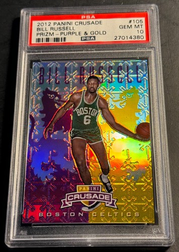 Bill Russell #105 Panini Crusade Purple Prizm Refractor 45/49 2012 PSA 10 POP 3 - Imagen 1 de 2