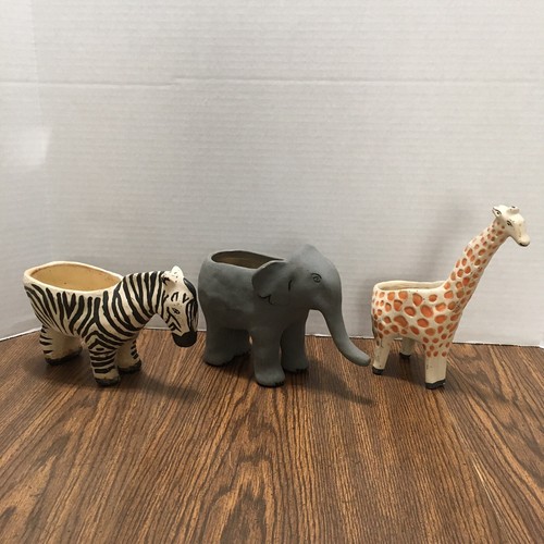 3 Anthropologie Pflanzgefäße im Ruhestand von Leah Reena Goren-Elefant Zebra & Giraffe