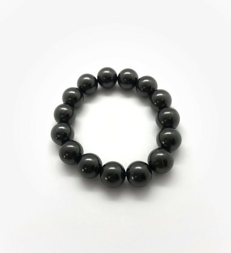 Shungite bracelet Night, 15 beads 12mm 6,89" EMF protection Russia narrow wrist - Picture 3 of 4