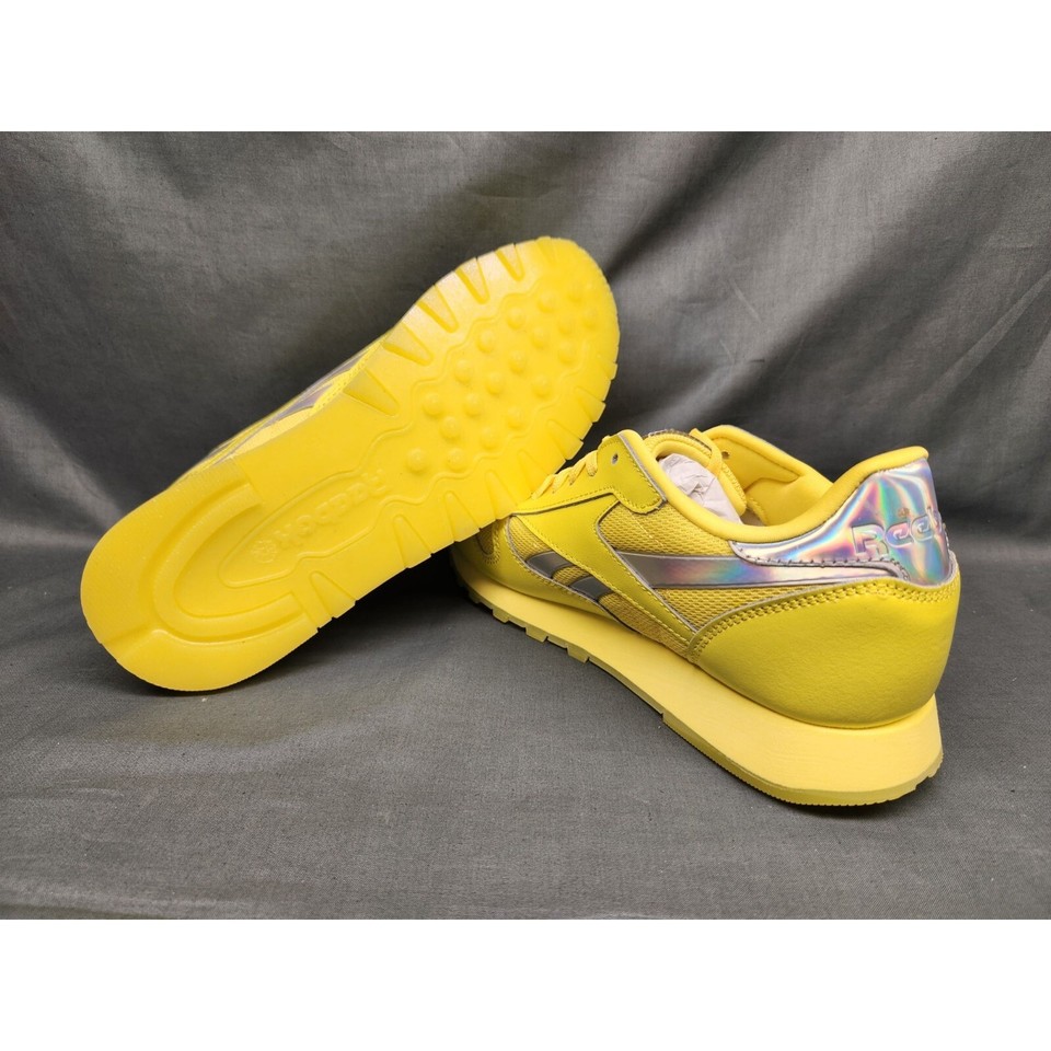 Reebok Girls Classic Leather Casual Sneakers Yellow Silver Size 6.5 NEW