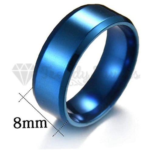 Hypoallergenic Blue Beveled Edge Band Sizes 6-13 Couple Wedding Engagement Ring - Picture 3 of 101