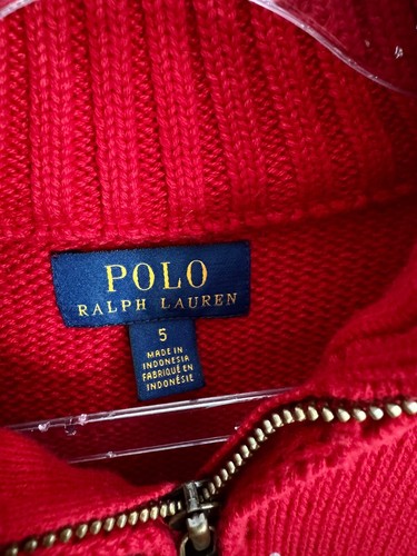 Rote Farbe Strick Pullover Polo Ralph Lauren Kinder Kleinkind Jungen Größe 5T - Bild 3 von 4