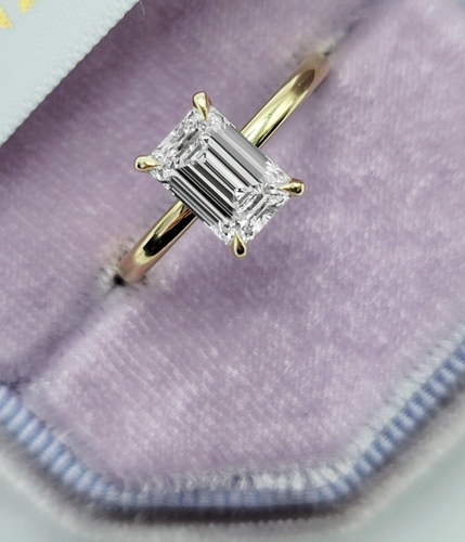 1.25 CT Emerald Cut Solitaire 925 Silver Engagement Ring