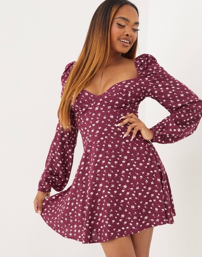 Bardot Lita Printed Long Sleeves Fit & Flare Dress Size 14 L Floral Flower - Picture 3 of 11