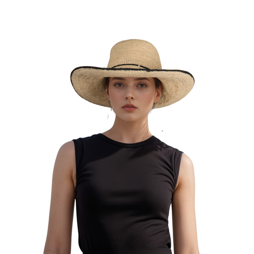 Women's Madagascan Raffia Wallaroo Camille Hat | Handwoven Foldable Summer Hat - Picture 3 of 12