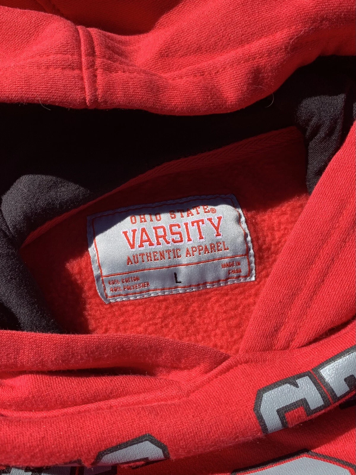 VETEMENTS Felpa con cappuccio Ohio State Varsity Authentic Apparel Buckeyes College taglia Large giovanile