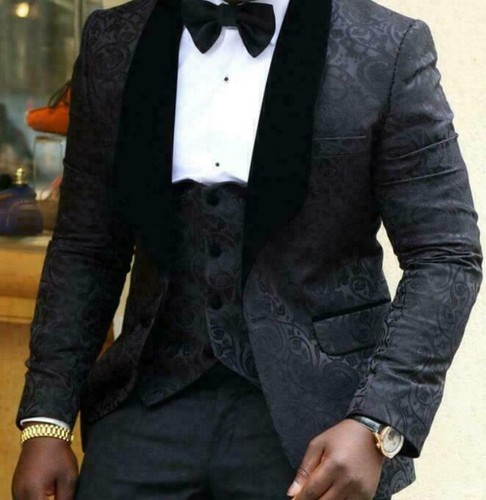 White Floral Mens Suits Wedding Groom Tuxedo Slim Fit Groomsman Prom Party sz ta - Picture 3 of 10