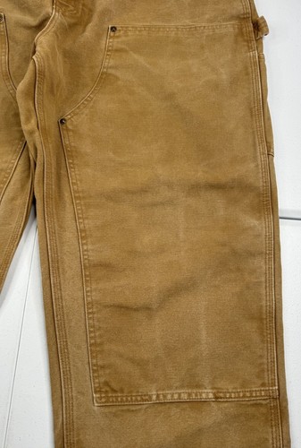 Carhartt Work Dungaree Fit Pants Double Knee Front Canvas B136 BRN Mens 40x30 - Picture 2 of 8