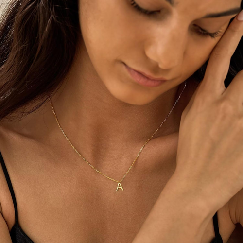 Layered Gold Initial Necklaces for Women, 18K Gold Plated Letter A-Z Initial Pen - Picture 5 of 12