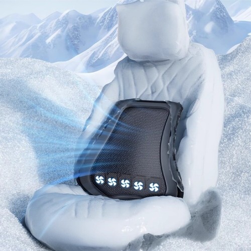 Silla de asiento de coche universal USB respaldo lumbar cintura almohada transpirable enfriamiento verano - Imagen 14 de 15