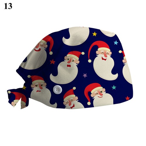 Christmas Surgical Scrub Cap Unisex Surgery Theatre Doctor Nurses Hat w/ Button↖ - Bild 51 von 88