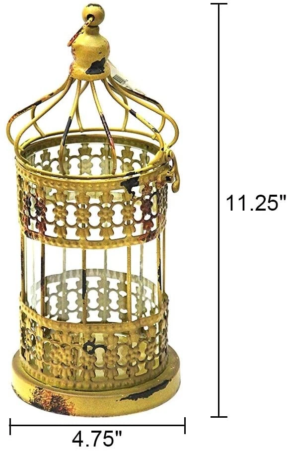 Linterna de vela estilo jaula de pájaros vintage, linterna decorativa linterna de vela de metal H Foto 2 de 4