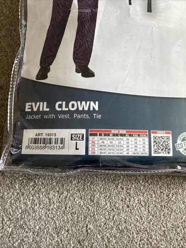 Widmann Evil Clown Fancy Dress - Picture 2 of 3