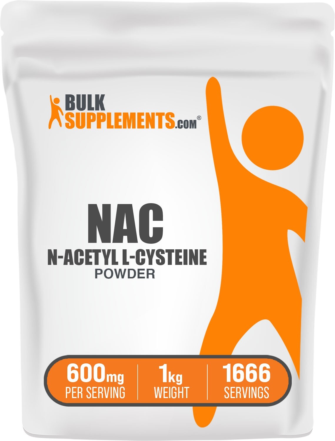 BulkSupplements N-acetil L-cisteína (NAC) polvo 1 kg - 600 mg por porción