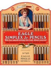 Eagle Simplex Jr. Pencils No 525 NEW Sign 18" Tall Diecut USA STEEL