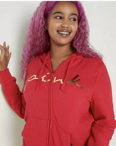 Victoria’s Secret Rosa PERFECTO CREMALLERA COMPLETA Talla XL Rojo con Logotipo de Escritura Dorado Nuevo en Caja - Imagen 1 de 6