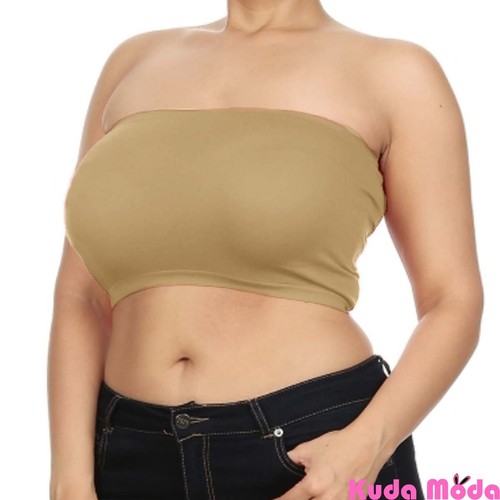 Women Seamless Bandeau Bra Tube Top Plus Size XL 1X 2X 3X 4X No Pad Wire Free - Picture 3 of 27