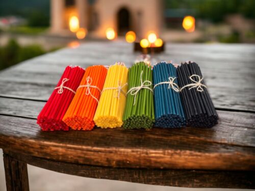 100% Beeswax Thin Taper Ritual Candles โ 7.5" x 0.2", Multi-Color Options, Bulk - Picture 2 of 8