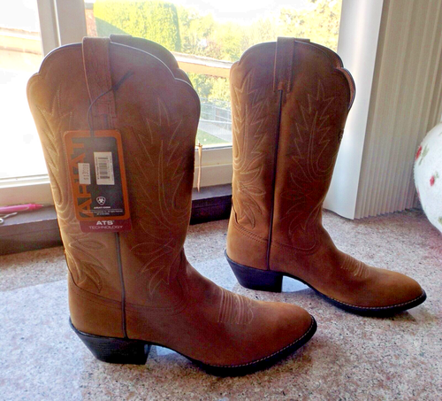 NEW - ARIAT WOMEN'S BROWN WESTERN HERITAGE LEATHER COWBOY BOOTS Size 9