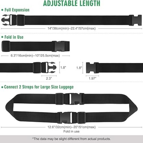 2PCS Add a Bag Luggage Straps for Suitcase, Adjustable Suitcase Strap, 22 inch - Picture 2 of 3