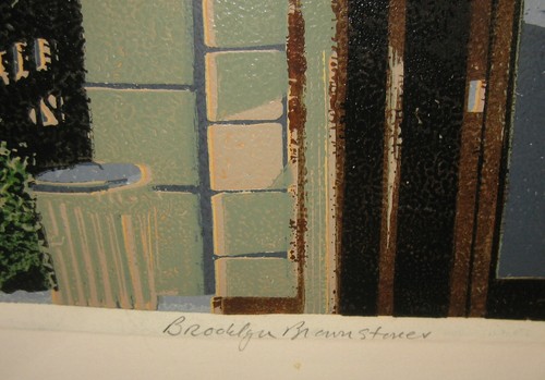 Original WALTER BUTTRICK 'Brooklyn Brownstones' NEW YORK CITY Color LINOCUT - Picture 4 of 12