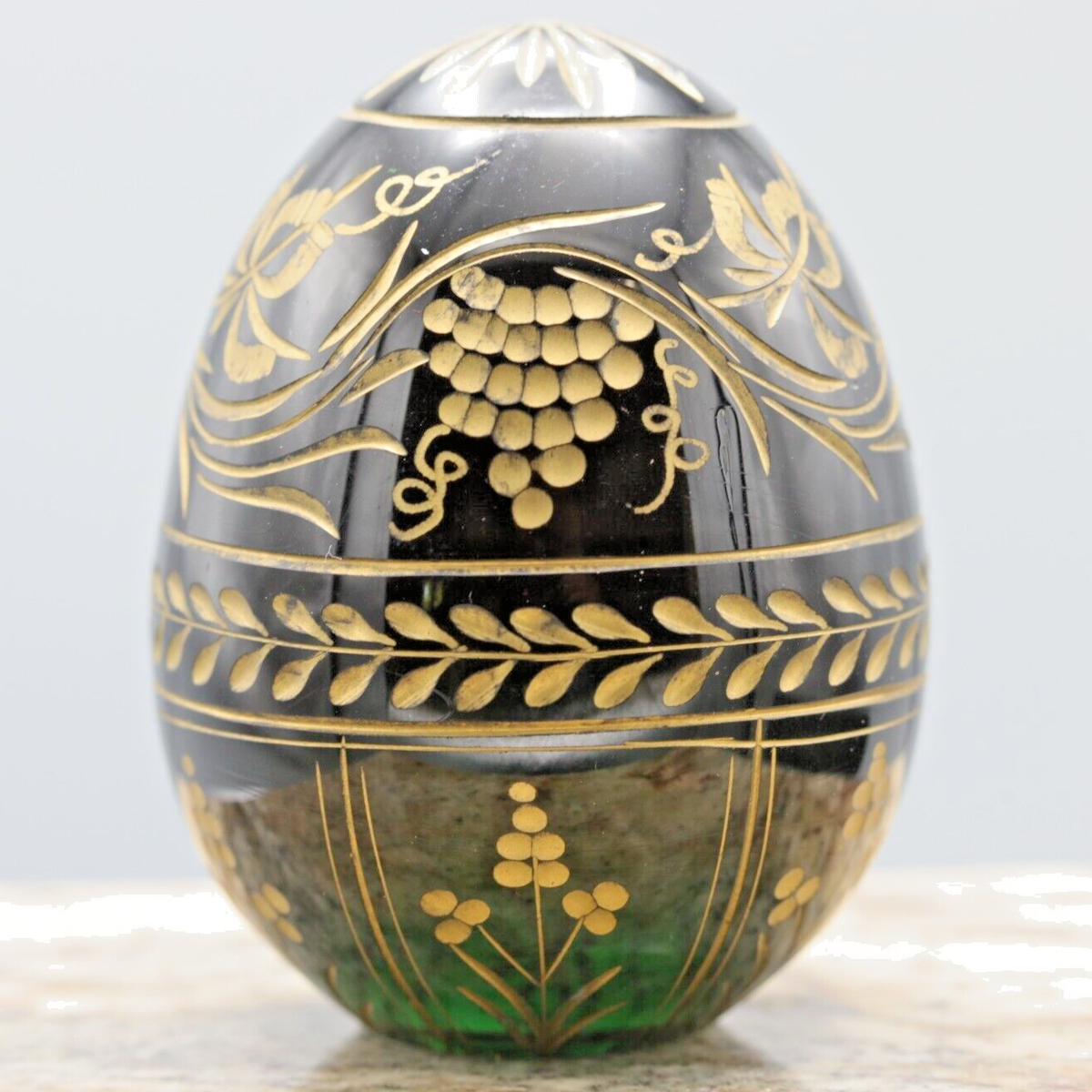 FABERGÉ クリスタル卵型彫刻ファベルジェ　FABERGE ガラス瓶 ファベルジェの卵 百合の花束時計 1899 - CRAFTS DESIGN