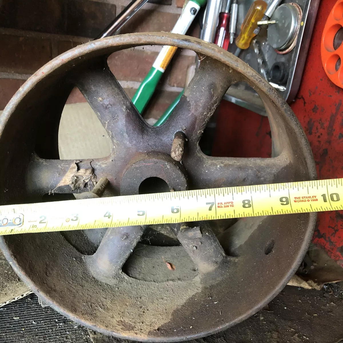 6 X 10 BORE 1 Inch Approx. CAST IRON FLAT BELT PULLEY SEE