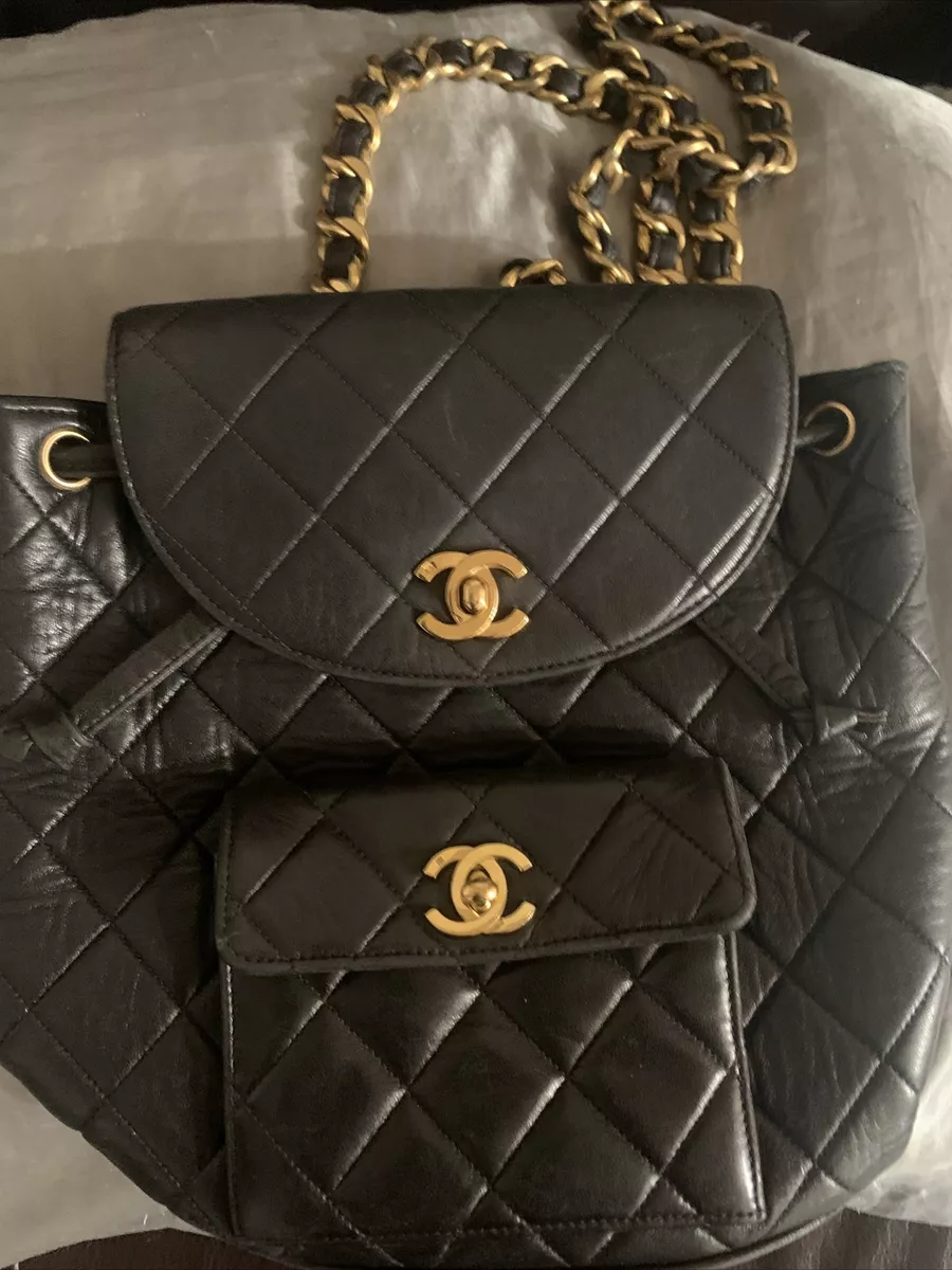 CHANEL Duma Matelasse Chain Quilted Backpack Leather Black 100 AUTHENTIC