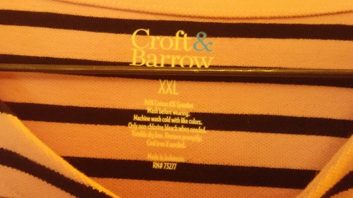 Croft & Barrow Women's Size XXL Cotton Blend Black Striped Pink Long Sleeve Top - Picture 3 of 4