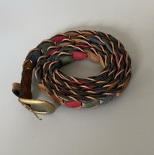 Suede Leather Split Chain Belt Colorful Red Blue Green Yellow Tan Buckle Size L