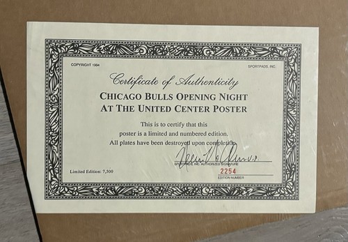 1994 Chicago Bulls Inaugural Game United Center Limited Edition Poster & Ticket - Bild 2 von 4
