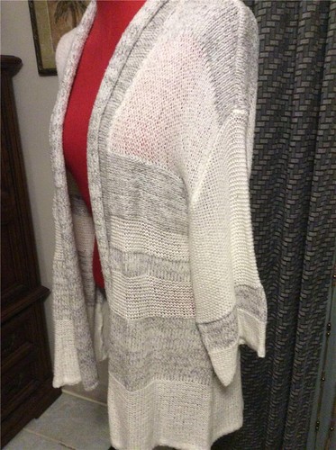 New $80 LANE BRYANT Ivory & Grey coat sweater 26/28 3X 4X - Picture 3 of 5
