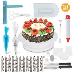 164 Pcs Cake Decorating Kit Pastry Bags Diy Flower Nails Baking Turntable Set Ebay