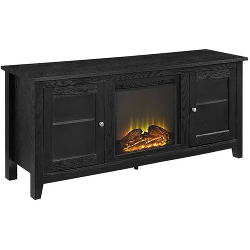 Walker Edison Traditional Black Fireplace TV Stand for TVs up to 60" - Picture 2 of 4