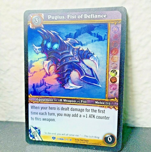 Pugius Fist of Defiance Foil 23/30 World of Warcraft Card WOW Icecrown Citadel - Picture 1 of 2