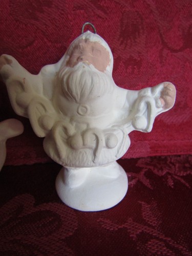 Lote de 2 adornos navideños de yeso vintage listos para pintar + 2 estatuillas - Imagen 7 de 13