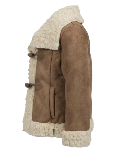 Mädchen Mantel Duffle Brave Soul Camel Kragen Kunstfell Lederoptik Winter 5-6 Jahre - Bild 3 von 16