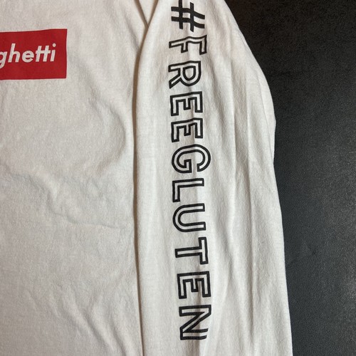 Adult Medium Spaghetti Long Sleeve Shirt White Solevo #FreeGluten Free Gluten M - Picture 7 of 7