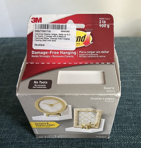 3M Command, 1 Pack of 2 Shelves, Quartz Color, Display Ledges, HOM23Q-2ES NEW